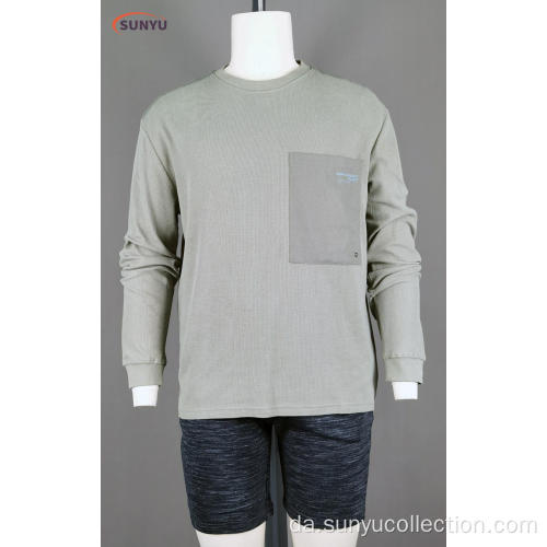 Herre Cotton Waffle Long Sleeve T-Shirt